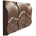 Wooden Sofa Background Wall With Wavy Texture Three Panel Striped Design 3d model