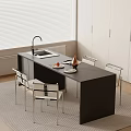 Modern Simple Bar Island Table Dining Table and Chair 3d model