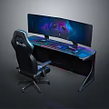 Ergonomic Gaming Desk With Curved Monitor Keyboard RGB Lighting And Chair