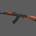 Classic Assault Rifle With Wooden Stock And Black Metal Barrel Design