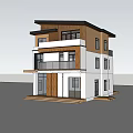 Modern Two Story Detached Villa Featuring Wooden Elements Large Windows And Balcony