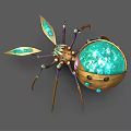 Ornate Fantasy Spider Like Creature With Golden Legs And Green Gem Details