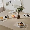 Modern Tableware Western Tableware Knife and Fork Plate Flower Fruit 3d model
