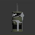 Green Cylindrical Military Weapon with Number 07 Antenna Like Top and Metallic Surface