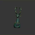 Turquoise Deer Ornament With Golden Antlers Yellow Spots And Smooth Surface Design