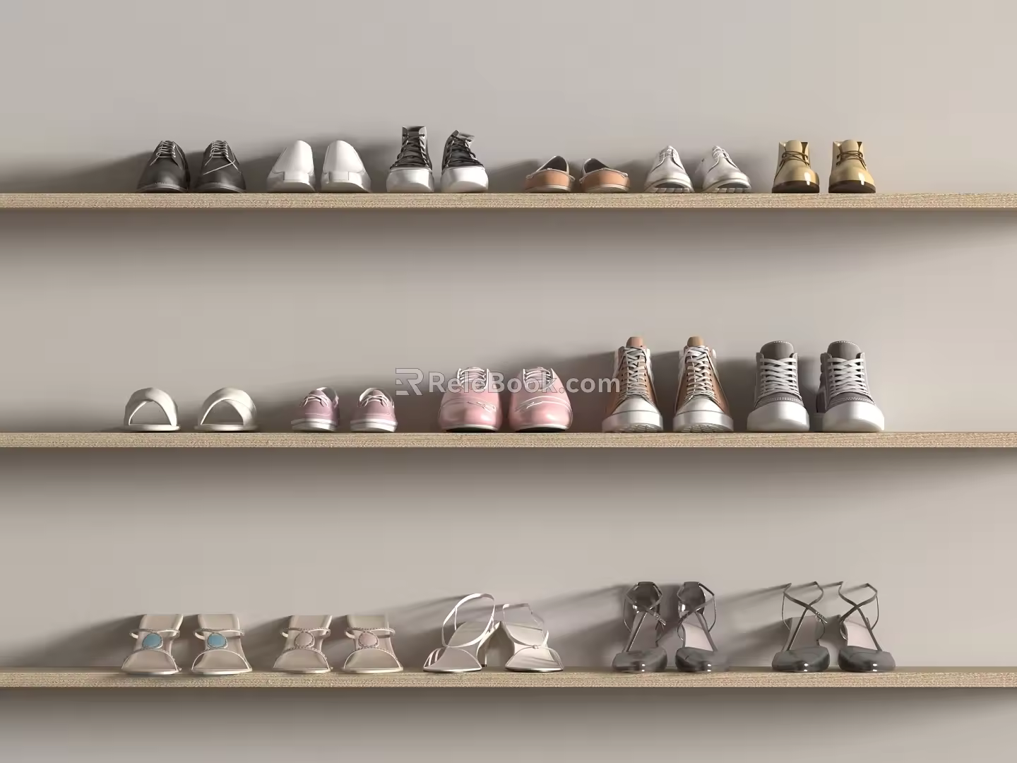 Modern shoes combination 3d model