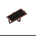 Modern Coffee Table With Black Marble Pattern Tabletop And Copper Metal Frame Design 3d model