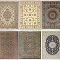 Square Carpets Featuring Various Classic Patterns And Neutral Color Options For Home Decoration 3d model