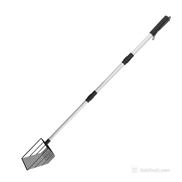 Extendable Pole Cleaning Tool With Mesh Net And Black Grip Handle 3d model