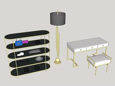 Elegant Display Shelves With Gold Metal Frame And Black Layers For Home Decor 3d model