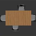 Modern Wooden Top Dining Table With Four Metal Chairs For Home Dining Area