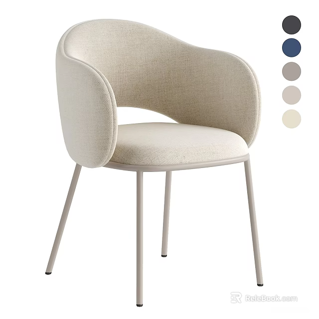 Modern Beige Single Chair With Armrest And Metal Legs Multiple Color Options 3d model 