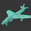 Military Airplane Model with Blue Green Brown Camouflage Cockpit Landing Gear Down and Dark Background