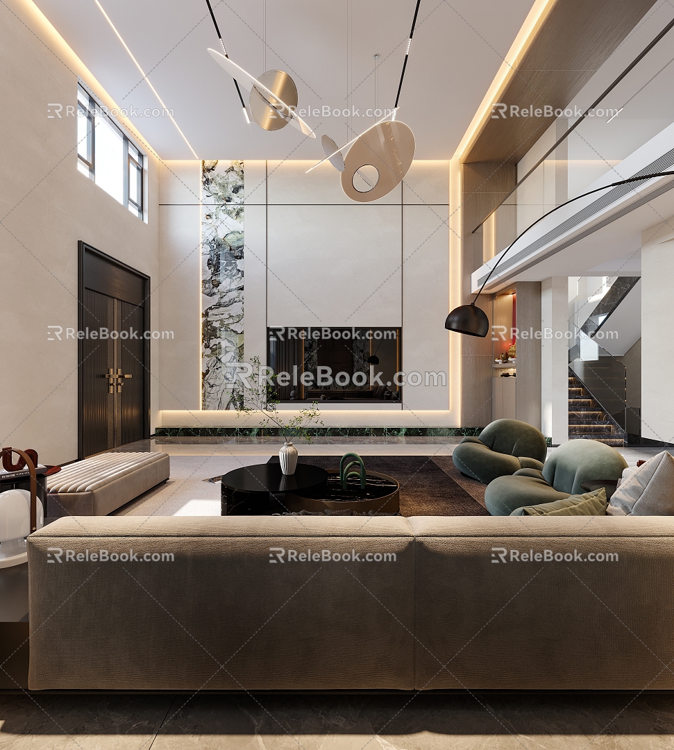 Modern Duplex Living Room 3d model