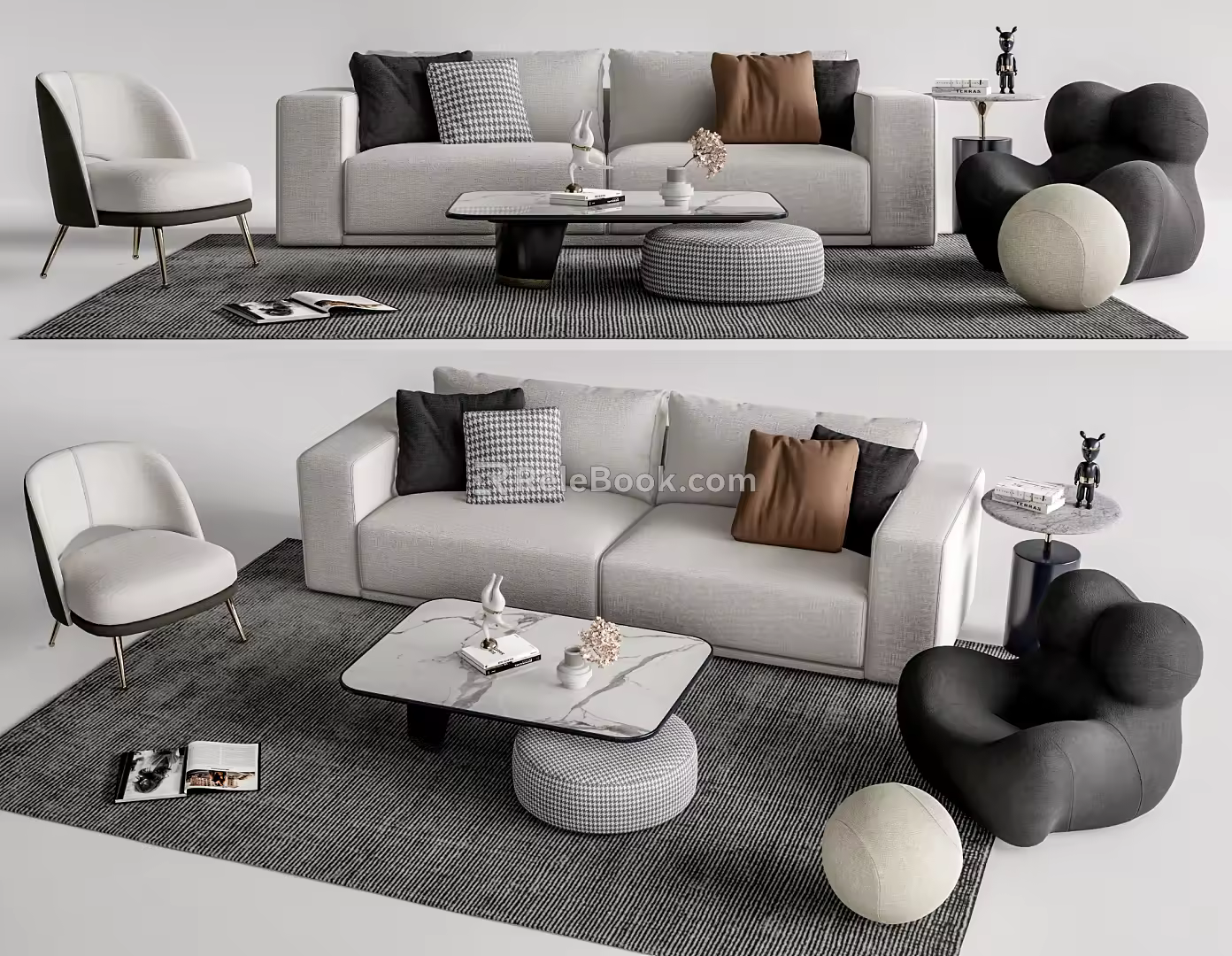 Modern sofa coffee table combination 3d model