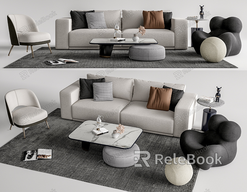 Modern sofa coffee table combination model