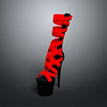 Red High Heels With Black Heel And Lace Up Straps Fashion Design