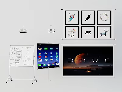 Complete Projection Monitoring Setup Including Projectors Screens Whiteboards and Digital Monitors 3d model