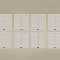 White Decorative Shutter Door Designs Arranged On Beige Background For Home 3d model