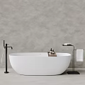 Modern Bathtub In Contemporary Bathroom With Fixtures And Towels