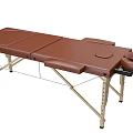 Sturdy Brown Leather Massage Table With Foldable Metal Frame Headrest And Armrests 3d model