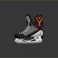 Black Gray Ice Hockey Skates With Orange Accents White Laces And Steel Blades