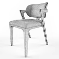 Modern Light Gray Upholstered Dining Chairs With Wooden Frame And Walnut Armrests Set of Two