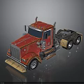 Red Heavy Duty Truck Modern Cab Design With Chrome Details Shiny Finish And Wheels
