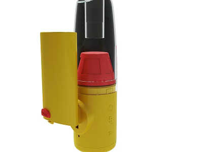 Practical Yellow Device With Red Top And Black Upper Component Structure 3d model