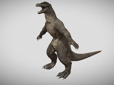 Giant Reptile in Standing Posture With Open Mouth Sharp Teeth Scaly Skin And Sharp Claws 3d model