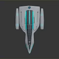 Futuristic White Spaceship With Sleek Design Blue Illuminated Accents And Twin Engines