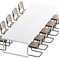 Modern White Conference Table With Minimalist Design And Office Meeting Chairs