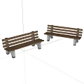 Wooden Slatted Outdoor Benches With Metal Frame Modern Design For Park Patio