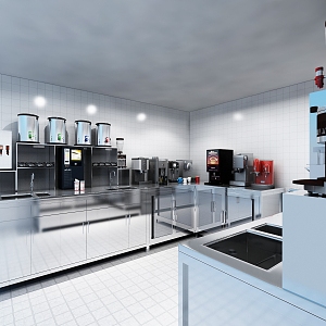 Modern kitchen water bar coffee shop cold drink shop water bar operation area 3d model