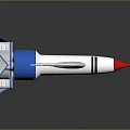 Detailed Blue And Silver Rocket Model With Red Tip And Thrusters For Space Exploration 3d model