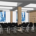 Modern Conference Room Interior With Rolling Chairs Large Screens Green Plant Wall And Wooden Flooring