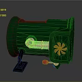 Green Industrial Mechanical Equipment with Fan Structure Red Button and Black Base
