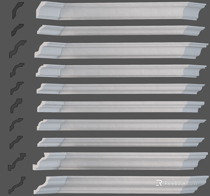 Various Gypsum Cornice Designs For Interior Decoration And Home Renovation 3d model 