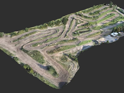 Off Road Motorcycle Racing Track With Curved Dirt Paths And Natural Surroundings 3d model