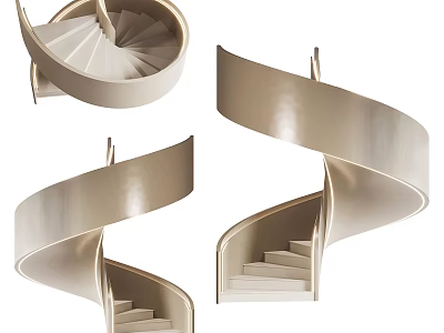 Modern Spiral Staircase Interior Design With Sleek Railings And Elegant Steps 3d model