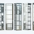 Modern Transparent Elevators Showcasing Various Styles And Glass Frame Designs 3d model