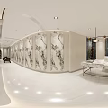 Modern Front Desk Reception Interior Design With Marble Walls And Lounge Chair Decorations