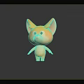 Cute 3D Yellow Creature Character With Big Ears Round Eyes Standing On Dark Background