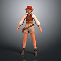Female Elf Character With Red Hair Brown Vest White Shorts And Boots