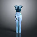 Blue Strappy Top With Light Blue High Waist Straight Jeans On Mannequin