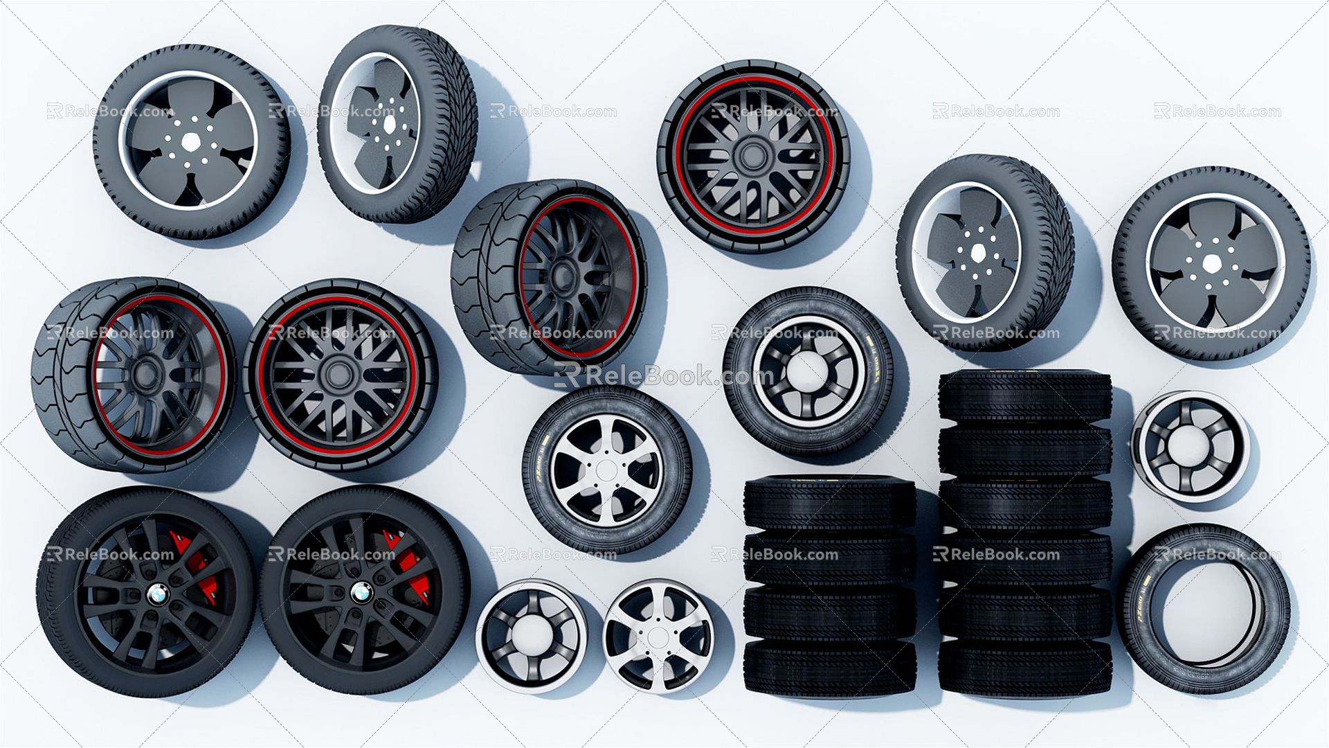 Hyundai Tire Automobile Tire Aluminum Alloy Wheel Wheel Tire Combination 3d model