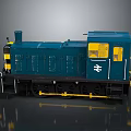 Blue and Yellow Model Train Locomotive with Detailed Design Black Wheels and Yellow Windows