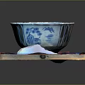 Traditional Japanese Miso Soup With Tofu Vegetables In Blue White Bowl On Black Tray