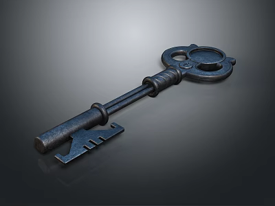 Vintage Metal Key With Ornate Handle Intricate Details And Rustic Texture 3d model