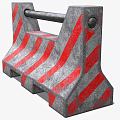Concrete Traffic Barrier With Red And White Stripes And Metal Bar For Public Safety